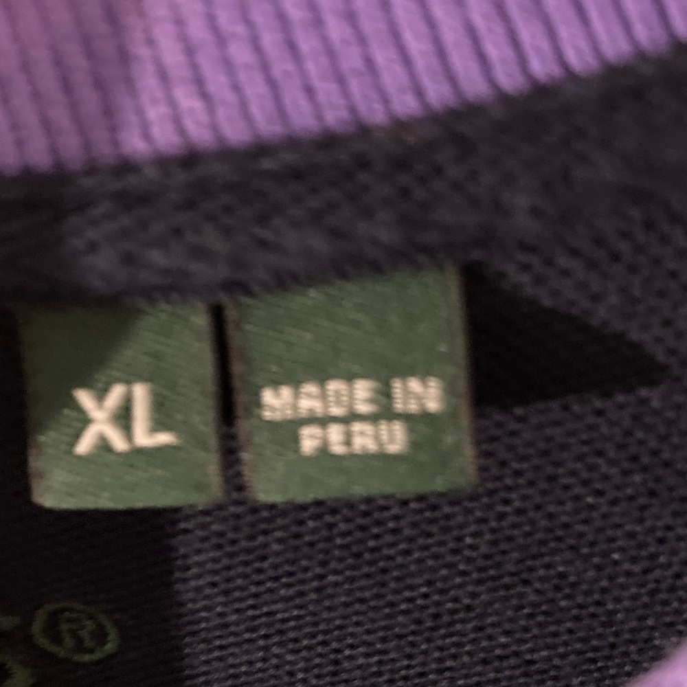 Orvis Purple Polo with Colorful Embroidered Fly Motif - Picture 6 of 7